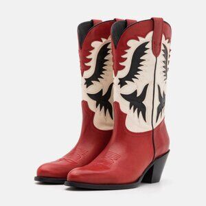 Polo Ralph Lauren Vachetta Leather Western Cowboy Boots 7.5 - NWOB